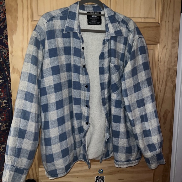 Blue and white Sherpa flannel - Picture 1 of 3